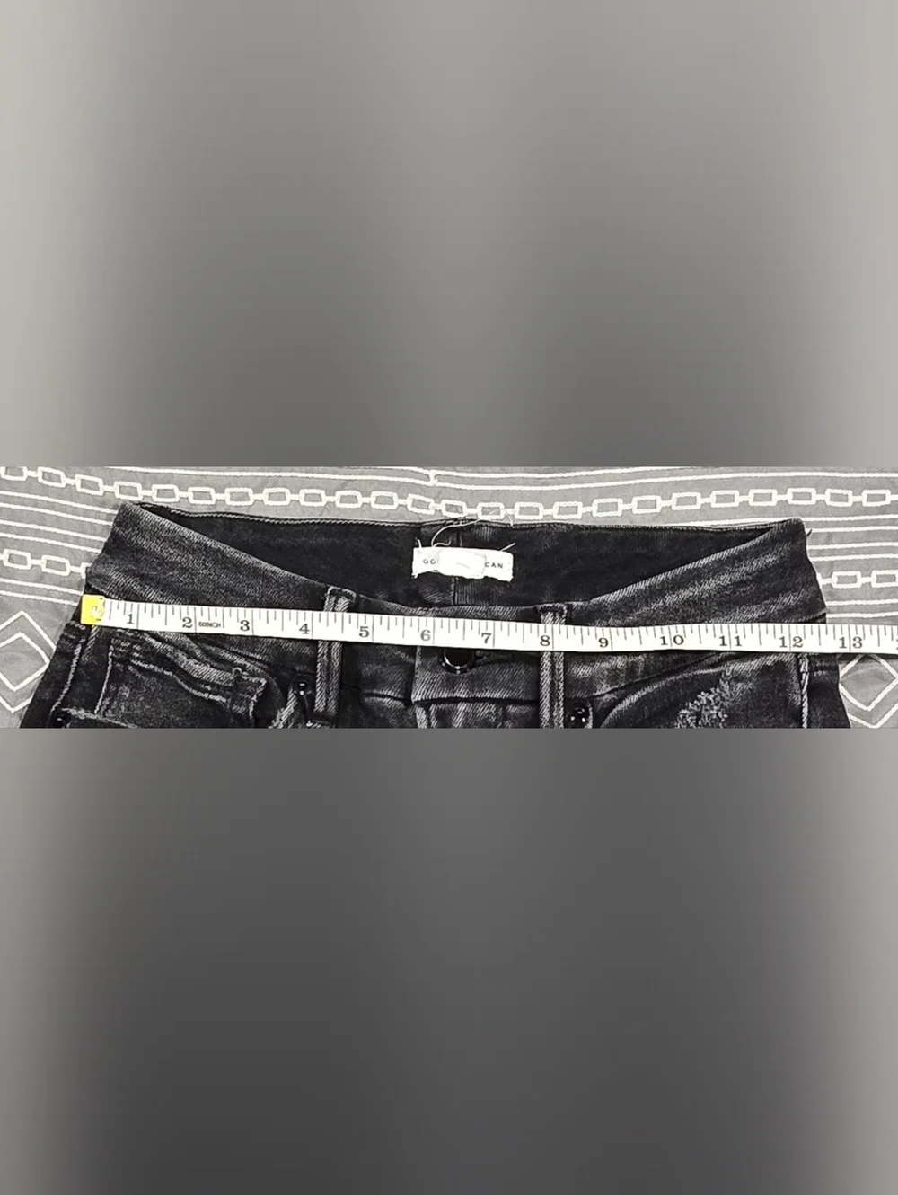 Good American Good Waist Black Cropped Distressed Skinny Jeans Size 4/27 - Picture 5 of 7